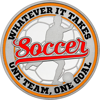 Red "Soccer" with Orange Outer Circular Borders